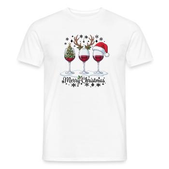 Frohe Weihnachten Weingläser Weihnachtsparty-Outfit - Männer T-Shirt - Weiß - Vorne - AI Model Male 178 dark (178cm)