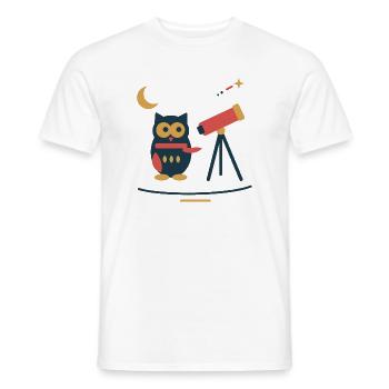 Eule am Sternenteleskop – Winterastronomie - Männer T-Shirt - Weiß - Vorne - AI Model Male 178 dark (178cm)