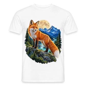 Fuchs Vollmond Wald Berge Tiermotiv für Füchse - Männer T-Shirt - Weiß - Vorne - AI Model Male 178 dark (178cm)