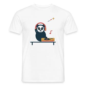 Panda am Plattenspieler – gemütliche Vinylpause - Männer T-Shirt - Weiß - Vorne - AI Model Male 178 dark (178cm)