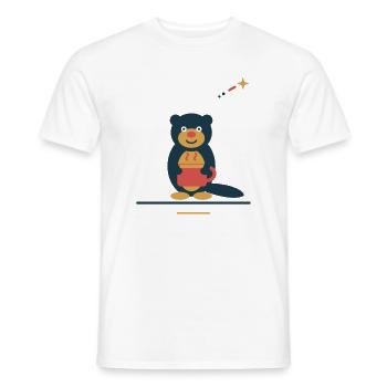 Otter mit Kaffeetasse – kleine Kaffeeauszeit - Männer T-Shirt - Weiß - Vorne - AI Model Male 178 dark (178cm)