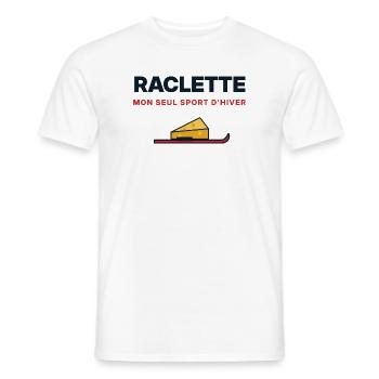 Raclette, meine einzige Wintersportart – Humor - Männer T-Shirt - Weiß - Vorne - AI Model Male 178 dark (178cm)
