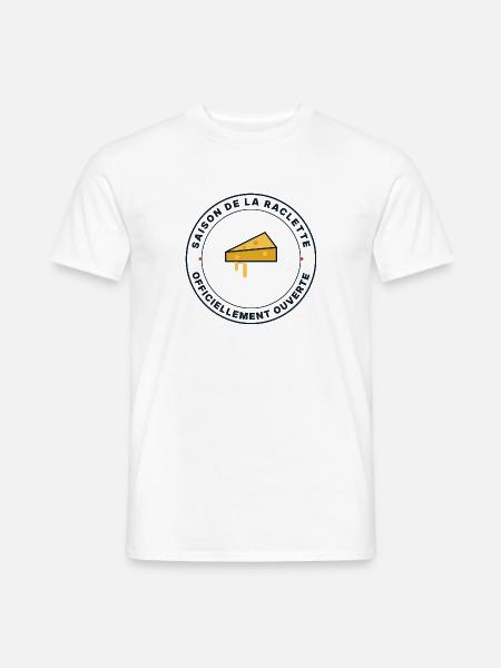 Open Raclette-Saison – Käsehumor - Männer T-Shirt - Weiß
