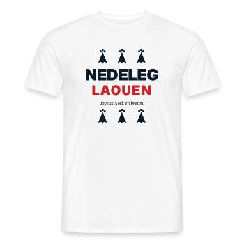 Nedeleg Laouen – Frohe Weihnachten auf Bretonisch - Männer T-Shirt - Weiß - Vorne - AI Model Male 178 dark (178cm)