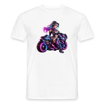 Cyber-Neon-Moto-Königin - Männer T-Shirt - Weiß - Vorne - AI Model Male 178 dark (178cm)