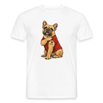 Französische Bulldogge Mom Mit Herz - Männer T-Shirt - Weiß - Vorne - AI Model Male 178 dark (178cm)