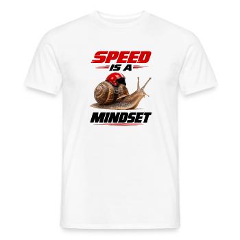  Speed Is A Mindset Schnecke Mit Rennhelm Und - Männer T-Shirt - Weiß - Vorne - AI Model Male 178 dark (178cm)