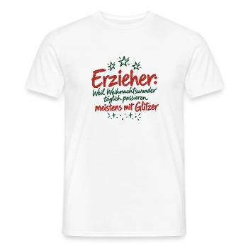 Erzieher Weihnachtswunder Glitzer Kita Spruch - Männer T-Shirt - Weiß - Vorne - AI Model Male 178 dark (178cm)