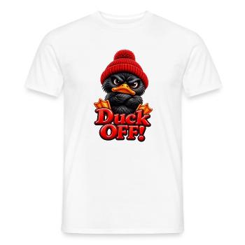 Grimmige Ente mit Mütze Duck Off - Männer T-Shirt - Weiß - Vorne - AI Model Male 178 dark (178cm)