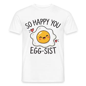 So happy you egg-sist Eier Wortwitz - Männer T-Shirt - Weiß - Vorne - AI Model Male 178 dark (178cm)