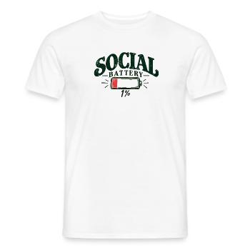 Social Battery 1% – Low Social Energy - Männer T-Shirt - Weiß - Vorne - AI Model Male 178 dark (178cm)