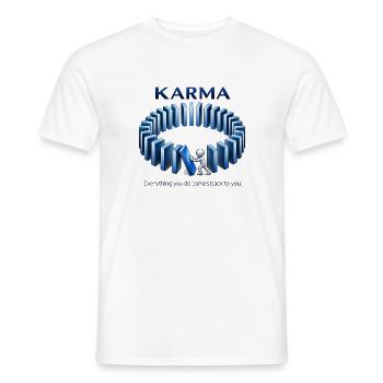 Karma Spruch Domino Effekt Alles kommt zurück - Männer T-Shirt - Weiß - Vorne - AI Model Male 178 dark (178cm)