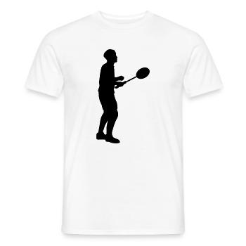 Badminton Spieler Silhouette - Männer T-Shirt - Weiß - Vorne - AI Model Male 178 dark (178cm)