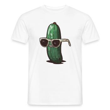Coole Gurke mit Sonnenbrille - Männer T-Shirt - Weiß - Vorne - AI Model Male 178 dark (178cm)