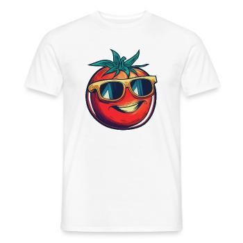 Lachende Tomate mit gelber Sonnenbrille - Männer T-Shirt - Weiß - Vorne - AI Model Male 178 dark (178cm)
