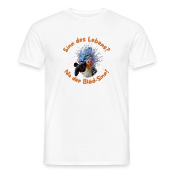 Krallo Kreisch™: Sinn des Lebens? Der Blöd-Sinn! - Männer T-Shirt - Weiß - Vorne - AI Model Male 178 dark (178cm)