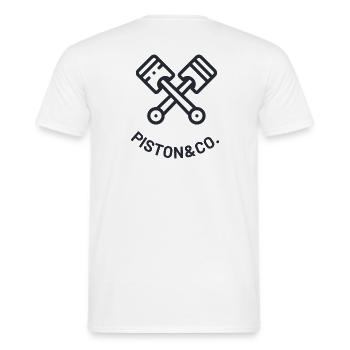 PISTON - CO - Men's T-Shirt - white - Back - AI Model Male 178 dark (178cm)