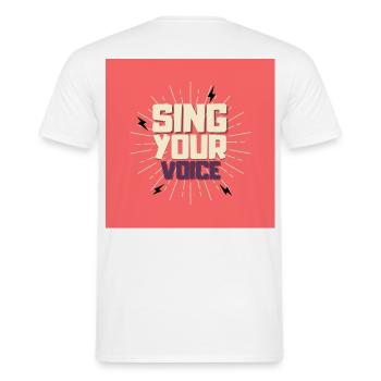Sing deine Stimme - Männer T-Shirt - Weiß - Hinten - AI Model Male 178 dark (178cm)