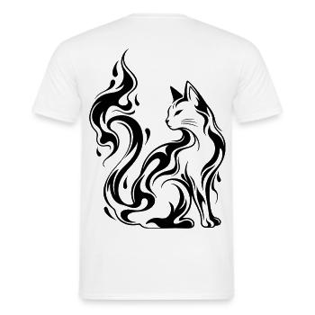 Mystic Flame Cat - Männer T-Shirt - Weiß - Hinten - AI Model Male 178 dark (178cm)