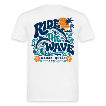 Die Waikiki-Welle surfen - Männer T-Shirt - Weiß - Hinten - AI Model Male 178 dark (178cm)