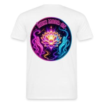 REIKI-MODUS: AN - Männer T-Shirt - Weiß - Hinten - AI Model Male 178 dark (178cm)