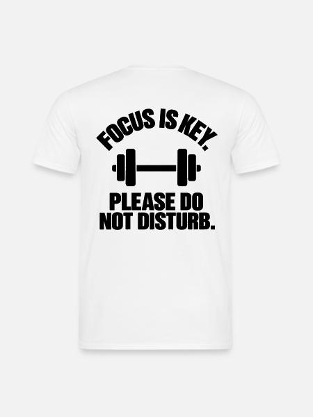 Minimalist "Focus Is Key" Gym & Fitness –Statement - Männer T-Shirt - Weiß