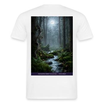 Mondnacht verzauberter Wald - Männer T-Shirt - Weiß - Hinten - AI Model Male 178 dark (178cm)