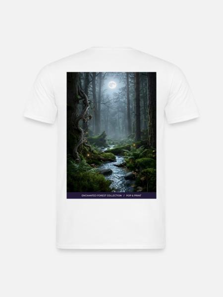 Mondnacht verzauberter Wald - Männer T-Shirt - Weiß