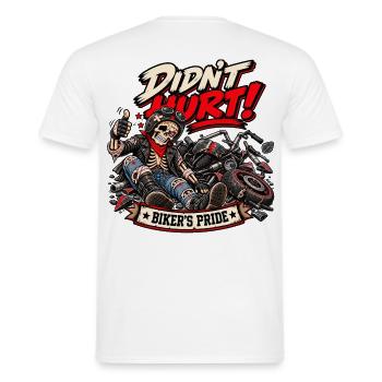 Nicht mal schlecht, Biker-Stolz. Biker-Humor - Männer T-Shirt - Weiß - Hinten - AI Model Male 178 dark (178cm)