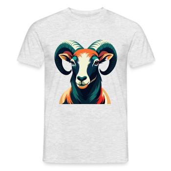 Ram Cartoon Figur Buntes Haustier Tier - Männer T-Shirt - Grau meliert - Vorne - AI Model Male 178 dark (178cm)