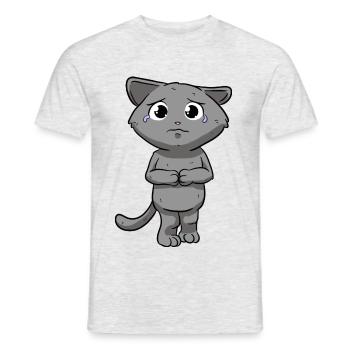 Traurige Katze - Männer T-Shirt - Grau meliert - Vorne - AI Model Male 178 dark (178cm)
