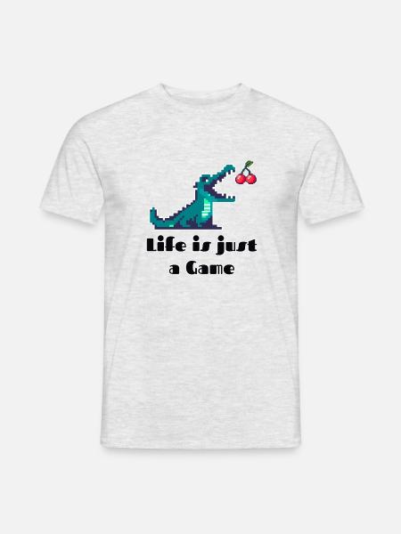 Life is Just a Game Retro Pixel Art Design - Männer T-Shirt - Grau meliert