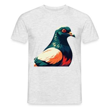 Pigeon Cartoon Character Colorful Pet Animal - Men's T-Shirt - heather grey - Front - AI Model Male 178 dark (178cm)