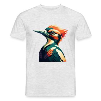 Specht Cartoon Figur Buntes Haustier Tier - Männer T-Shirt - Grau meliert - Vorne - AI Model Male 178 dark (178cm)