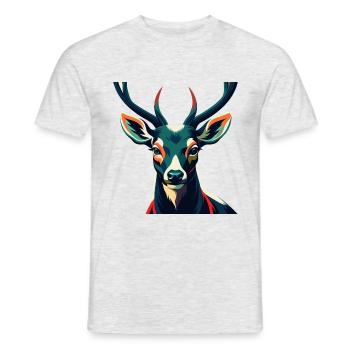 Hirsch Zeichentrickfigur Buntes Haustier Tier - Männer T-Shirt - Grau meliert - Vorne - AI Model Male 178 dark (178cm)