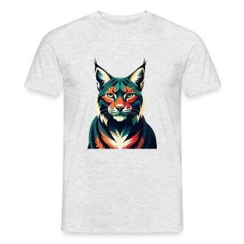 Luchs Zeichentrickfigur Buntes Haustier Tier - Männer T-Shirt - Grau meliert - Vorne - AI Model Male 178 dark (178cm)