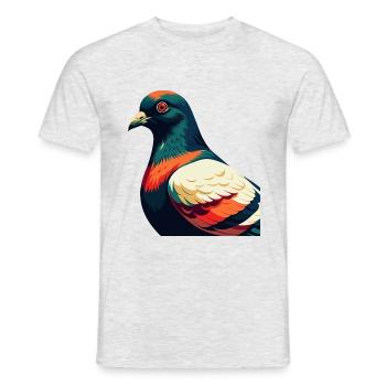 Pigeon Cartoon Character Colorful Pet Animal - Men's T-Shirt - heather grey - Front - AI Model Male 178 dark (178cm)