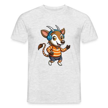 Okapi Funny Cartoon Character Musique de casque - T-shirt homme - gris chiné - Devant - AI Model Male 178 dark (178cm)