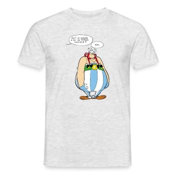 Asterix & Obelix - Obelix Sprechblasen - Männer T-Shirt - Grau meliert - Vorne - AI Model Male 178 dark (178cm)