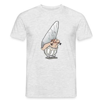 Asterix & Obelix - Obelix with stone - Men's T-Shirt - heather grey - Front - AI Model Male 178 dark (178cm)