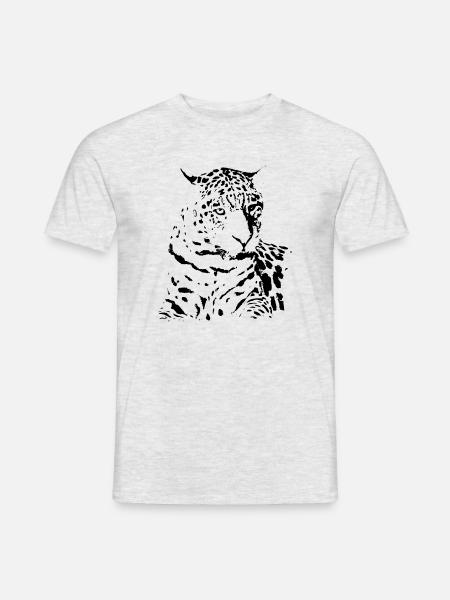 leopard schwarz Geschenke Geschenkidee - Männer T-Shirt - Grau meliert