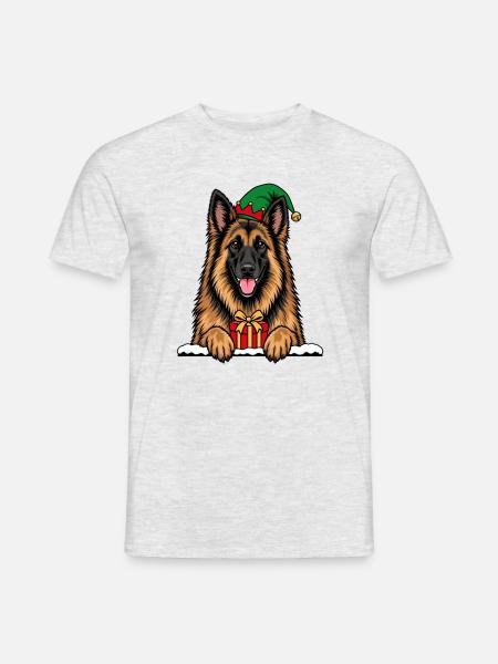 Weihnachten Tervueren Belgischer Schäferhund - Männer T-Shirt - Grau meliert