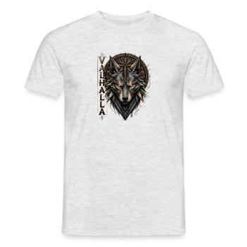 Wikingerwolf Valhalla – Geometrische Runen - Männer T-Shirt - Grau meliert - Vorne - AI Model Male 178 dark (178cm)
