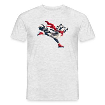Fröhlicher Waschbär beim Schlittschuhlaufen - Männer T-Shirt - Grau meliert - Vorne - AI Model Male 178 dark (178cm)