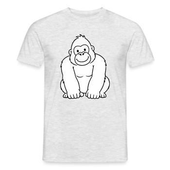 Gorilla Konturzeichnung - Männer T-Shirt - Grau meliert - Vorne - AI Model Male 178 dark (178cm)
