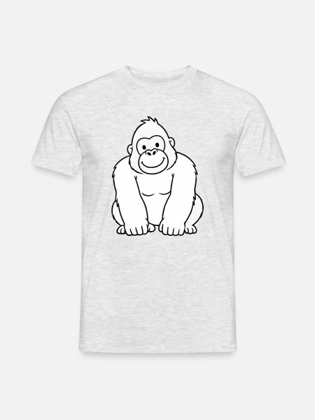 Gorilla Konturzeichnung - Männer T-Shirt - Grau meliert