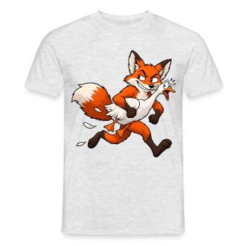Fuchs entführt Gans – Lustiger Comic - Männer T-Shirt - Grau meliert - Vorne - AI Model Male 178 dark (178cm)
