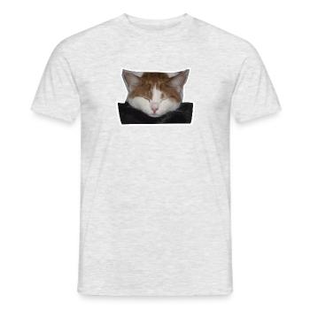 Schlafende rot-weiße Katze - Männer T-Shirt - Grau meliert - Vorne - AI Model Male 178 dark (178cm)