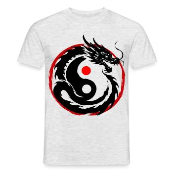Tintenpinsel Chinesischer Drache Yin Yang - Männer T-Shirt - Grau meliert - Vorne - AI Model Male 178 dark (178cm)