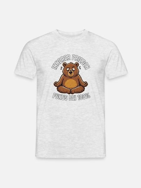 Lustiger Yoga Bär - Männer T-Shirt - Grau meliert